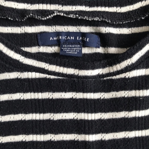 American Eagle black and white striped long sleeve - Picture 2 of 3